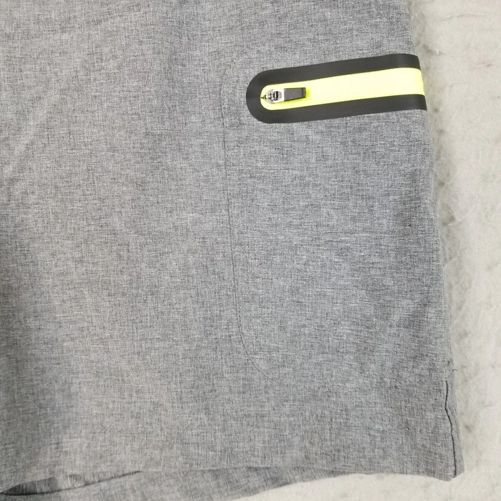 Loco Kailu Shorts Mens 36 Gray Hybrid Board Shorts Performance Cargo Neon Zipper